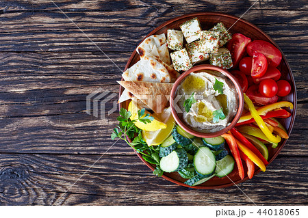 Traditional appetizer baba ganoush, top view Traditional appetizer baba ganoush, top view 44018065