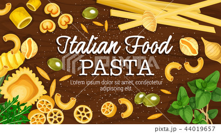 Italian pasta on board vector poster Italian pasta on board vector poster 44019657