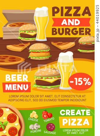 Fast food burger pizza and sandwich with beer 44019925