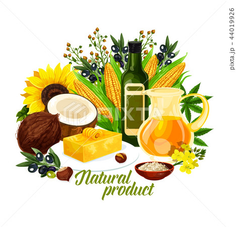 Natural vegetable oil, healthy food and cooking 44019926