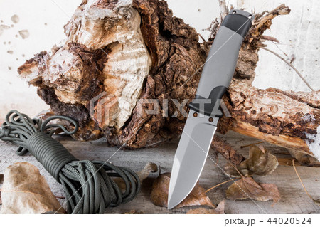 Knife with a fixed blade on the stump and rope. 44020524