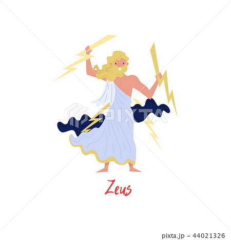 Zeus supreme Olympian Greek God, ancient Greece myths cartoon character vector Illustration on a 44021326