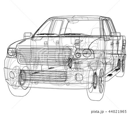 Car SUV drawing outline. Vector rendering 44021965