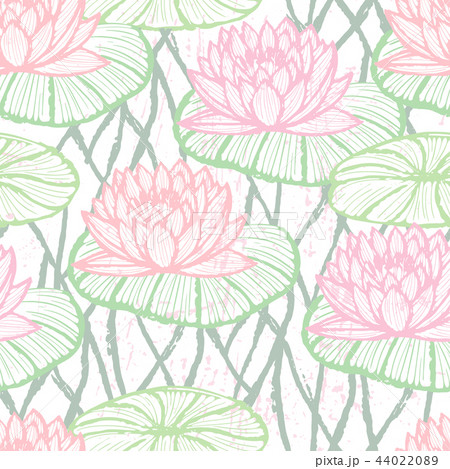 Ink hand drawn lotus seamless pattern pink Ink hand drawn lotus seamless pattern pink 44022089