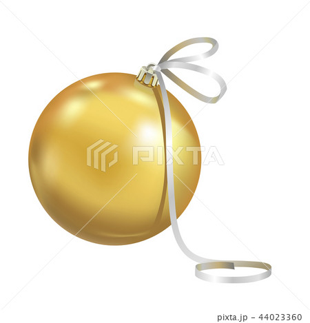 Beautiful realistic New Year 3D glassy yellow ball 44023360