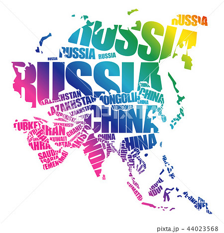Asia Map in Typography word cloud Asia Map in Typography word cloud 44023568