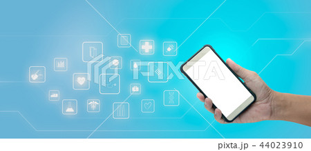 hand holding smart phone hand holding smart phone 44023910