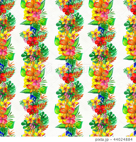 Seamless pattern With Tropical Flowers. Watercolor Background 44024884