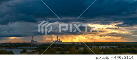 Nuclear power plant at sunset Nuclear power plant at sunset 44025114