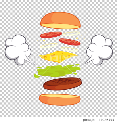 Hamburger with ingredients set vector illustration 44026553