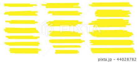 Creative vector illustration of stain strokes, hand drawn yellow highlight japan marker lines 44028782
