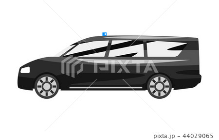 Black executive minivan with blue flasher siren, business luxury vehicle side view vector 44029065