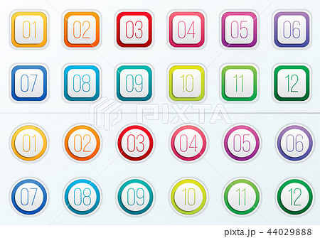 Creative vector illustration of number bullet points set 1 to 12 isolated on transparent background Creative vector illustration of number bullet points set 1 to 12 isolated on transparent background 44029888