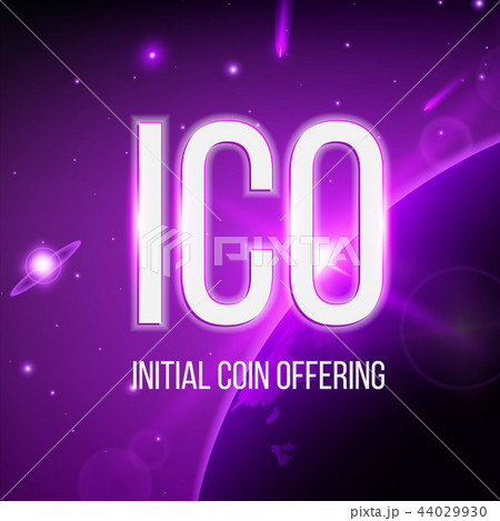Creative vector illustration of ICO initial coin offering banner background. Blockchain business 44029930