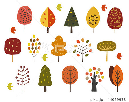 北欧の木手描き秋のイラスト素材