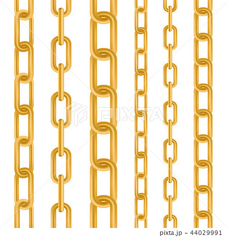 Creative vector illustration of gold metallic dangling chain links set isolated on background. Art 44029991