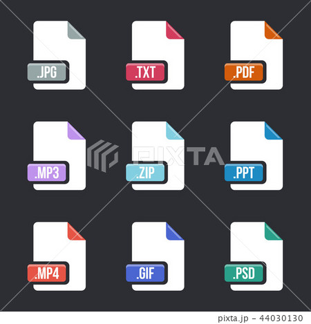 Creative vector illustration of file type icon set isolated on background. Art design flat lable 44030130