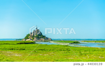 View of Mont-Saint-Michel, a famous abbey in Normandy, France 44030139