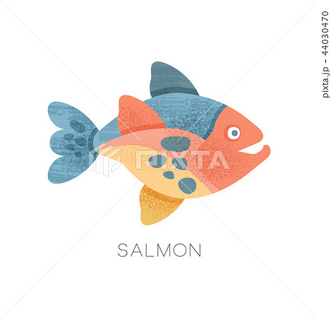 Illustration of salmon fish. Freshwater fish. Marine animal. Sea creature. Flat vector icon with 44030470