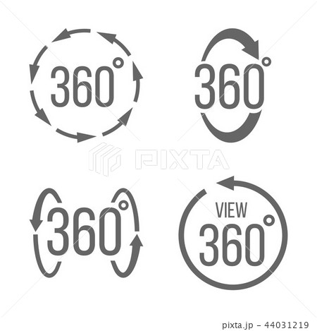 Creative vector illustration of 360 degrees view related sign set isolated on transparent background 44031219
