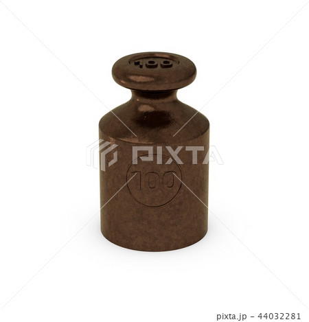 Metalic calibration weight. Isolated on white 44032281