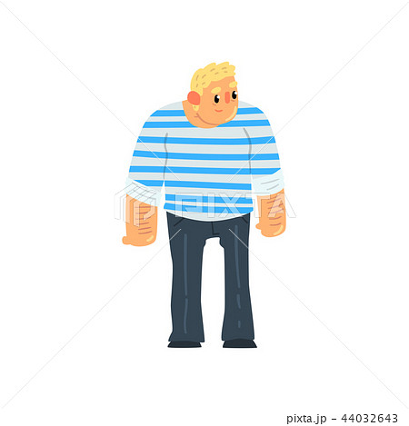 Muscular sailor man, seaman character in striped singlet vector Illustration on a white background 44032643