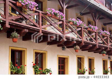 Detail of facade with courtyard balcony in the rai Detail of facade with courtyard balcony in the rai 44033363