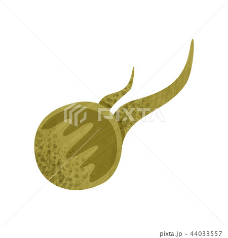 Green round bacteria with flagellum. Small biological cell. Dangerous microorganism. Flat vector 44033557