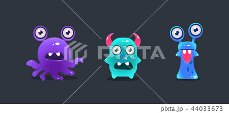 Cute funny monsters, cartoon glossy aliens, game user interface element for video computer games Cute funny monsters, cartoon glossy aliens, game user interface element for video computer games 44033673