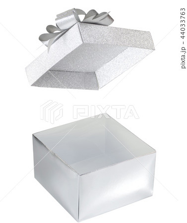Open silver gift box floating glitter lid Open silver gift box floating glitter lid 44033763