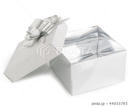 Isolated silver gift box on white background 44033765