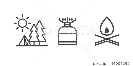 Recreation and camping icons, outdoor activity and hiking outline symbols, linear pictograms vector Recreation and camping icons, outdoor activity and hiking outline symbols, linear pictograms vector 44034296