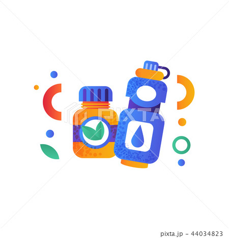 Food supplement nutrition bottle, water bottle, sport, fitness, balanced diet signs, healthy 44034823