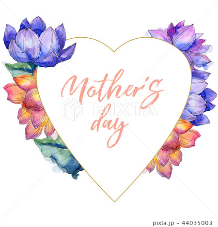 Wildflower watercolor colorful lotus flower. Floral botanical flower. Frame border ornament square. 44035003