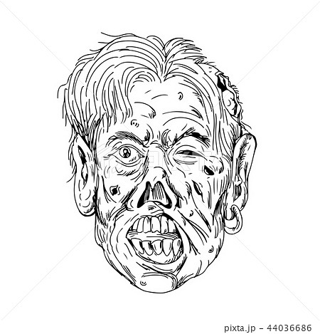 Zombie Head Front Drawing 44036686
