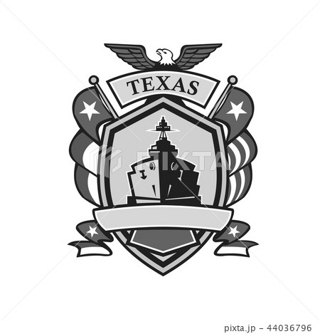 Texas Battleship Badge Grayscale 44036796