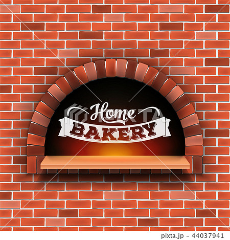 Creative vector illustration of stone brick, pizza firewood oven with fire isolated on transparent 44037941