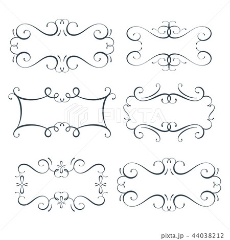 Vector flourish frames set, scroll border 44038212