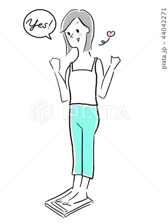 女性 体重計 笑顔 女性 体重計 笑顔 44042271