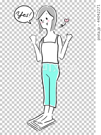 女性 体重計 笑顔 女性 体重計 笑顔 44042271