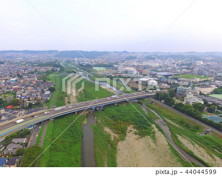 新浅川橋 ドローンで空撮 東京都八王子市大和田町 の写真素材 新浅川橋 ドローンで空撮 東京都八王子市大和田町 の写真素材