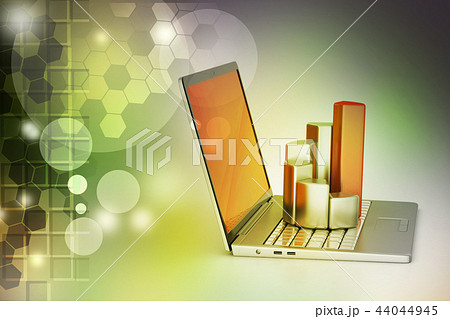 Laptop with financial graph Laptop with financial graph 44044945