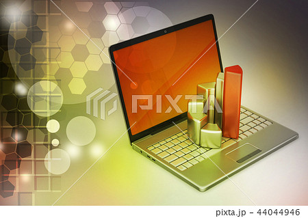 Laptop with financial graph Laptop with financial graph 44044946