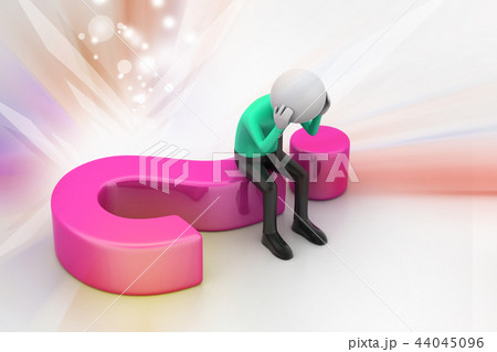 3d man sitting on a question mark 44045096
