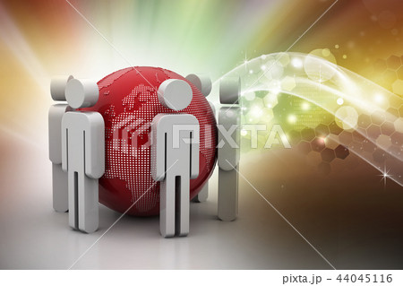 3d people around the globe 44045116