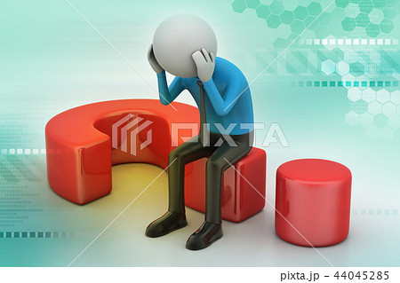 man sitting on a question mark. Business concept. man sitting on a question mark. Business concept. 44045285