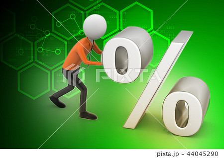 3d man pushing percent sign 3d man pushing percent sign 44045290
