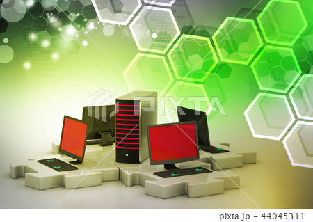 Laptop and server connect in puzzles 44045311
