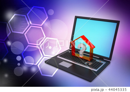 real estate business with question mark in laptop 44045335