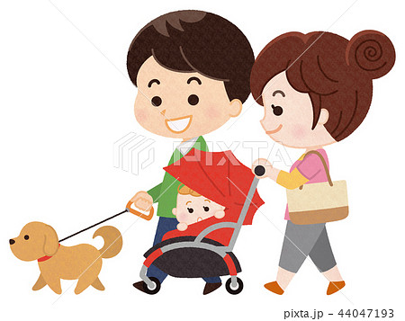 家族でお散歩のイラスト素材